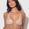 Ziggy Rhinestone Net Halter With Openable Front