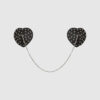 Studded & Chain Draped Leather-Like Heart Pasties