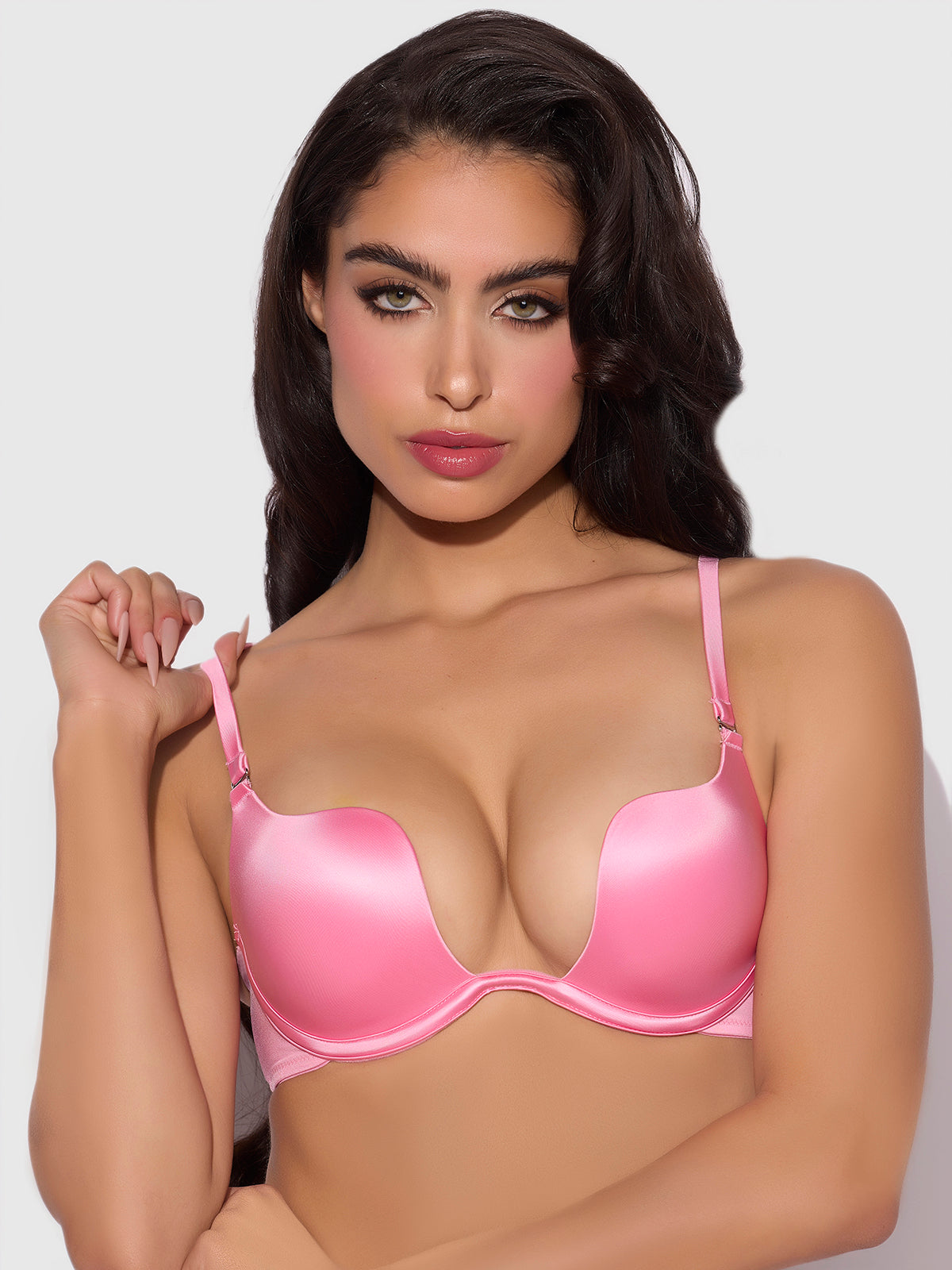 Rising Star Plunge Push Up Bra in Liquid Satin 1 Rising Star Plunge Push Up Bra in Liquid Satin