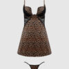 Rising Star Plunge Push Up Babydoll in Liquid Satin & Lace