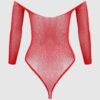 Fine Fishnet & Rhinestone Long Sleeve Teddy Bodystocking