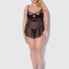Harlow Embroidered Mesh & Elastic Longline Babydoll