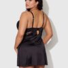 Rising Star Plunge Push Up Babydoll in Liquid Satin & Lace