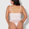 Rising Star Plunge Push Up Bodysuit in Liquid Satin & Lace