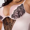 Rising Star Plunge Push Up Bodysuit in Liquid Satin & Lace