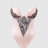 Rising Star Plunge Push Up Bodysuit in Liquid Satin & Lace