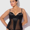 Iconic Plunge Satin & Mesh Corset