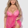 Elizabeth Lace & Rhinestone Push Up Babydoll & G-String