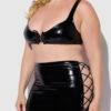 Phoenix Patent Grommet Bralette, Mini Skirt & G-String
