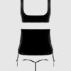 Phoenix Patent Grommet Bralette, Mini Skirt & G-String