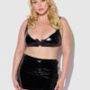 Phoenix Patent Grommet Bralette, Mini Skirt & G-String