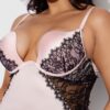 Rising Star Plunge Push Up Babydoll in Liquid Satin & Lace