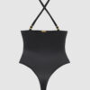Rising Star Plunge Push Up Bodysuit in Liquid Satin