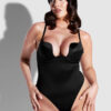 Rising Star Plunge Push Up Bodysuit in Liquid Satin