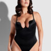 Rising Star Plunge Push Up Bodysuit in Liquid Satin