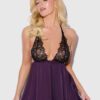 Rosalind Lace & Satin Halter Neck Drop Off Babydoll