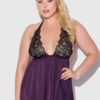 Rosalind Lace & Satin Halter Neck Drop Off Babydoll