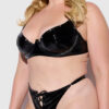 Phoenix Patent Underwire Unlined Grommet Bra & Crotchless Panty Set