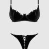 Phoenix Patent Underwire Unlined Grommet Bra & Crotchless Panty Set