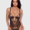 Delfina Embroidered Backless Teddy With Garters