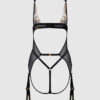 Delfina Embroidered Backless Teddy With Garters