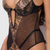 Delfina Embroidered Backless Teddy With Garters
