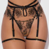 Delfina Embroidered Garter Belt With Thigh Garters