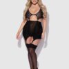Medusa Snake Velvet Burnout Gartered Chemise & G-String
