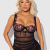 Harlow Embroidered Stretch Mesh Chemise