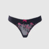 Harlow Embroidered Mesh & Satin Thong