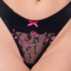 Harlow Embroidered Mesh & Satin Thong