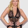 Rosalind Satin & Lace Drop Off Crotchless Teddy