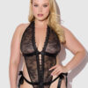 Rosalind Satin & Lace Drop Off Crotchless Teddy