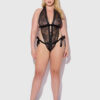 Rosalind Satin & Lace Drop Off Crotchless Teddy