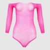 Fine Fishnet & Rhinestone Long Sleeve Teddy Bodystocking