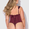 Rising Star Plunge Push Up Corseted Teddy in Petra Satin