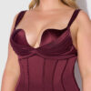 Rising Star Plunge Push Up Corseted Teddy in Petra Satin