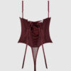 Rising Star Plunge Push Up Corseted Teddy in Petra Satin