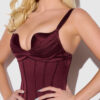 Rising Star Plunge Push Up Corseted Teddy in Petra Satin