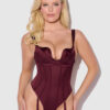 Rising Star Plunge Push Up Corseted Teddy in Petra Satin