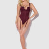 Rising Star Plunge Push Up Corseted Teddy in Petra Satin