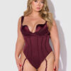 Rising Star Plunge Push Up Corseted Teddy in Petra Satin