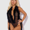 Scarlett Plunging Drop Off Marabou Teddy