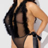 Scarlett Plunging Drop Off Marabou Teddy