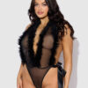 Scarlett Plunging Drop Off Marabou Teddy
