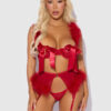 Scarlett Open Cup Marabou Bra, Garter & G-String Set