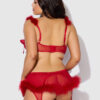 Scarlett Open Cup Marabou Bra, Garter & G-String Set