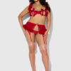 Scarlett Open Cup Marabou Bra, Garter & G-String Set