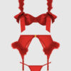 Scarlett Open Cup Marabou Bra, Garter & G-String Set