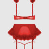 Scarlett Open Cup Marabou Bra, Garter & G-String Set